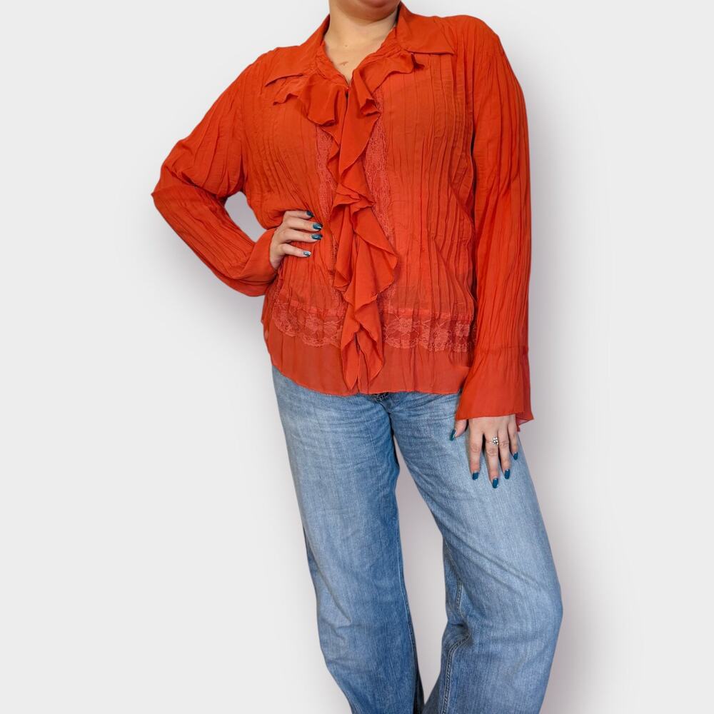 Y2K Clothing Co Orange Blouse Size 2X - Picture 3 of 9